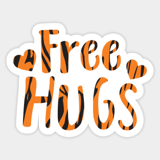 Free Hugs Tiger Print Text Sticker